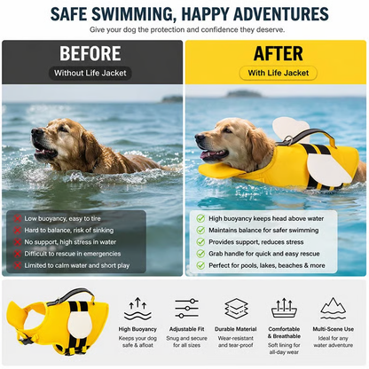 Cute Animal Dog Life Jacket – Fun Swimming Vest for Dogs, Safe & Comfortable Floatation Gear
